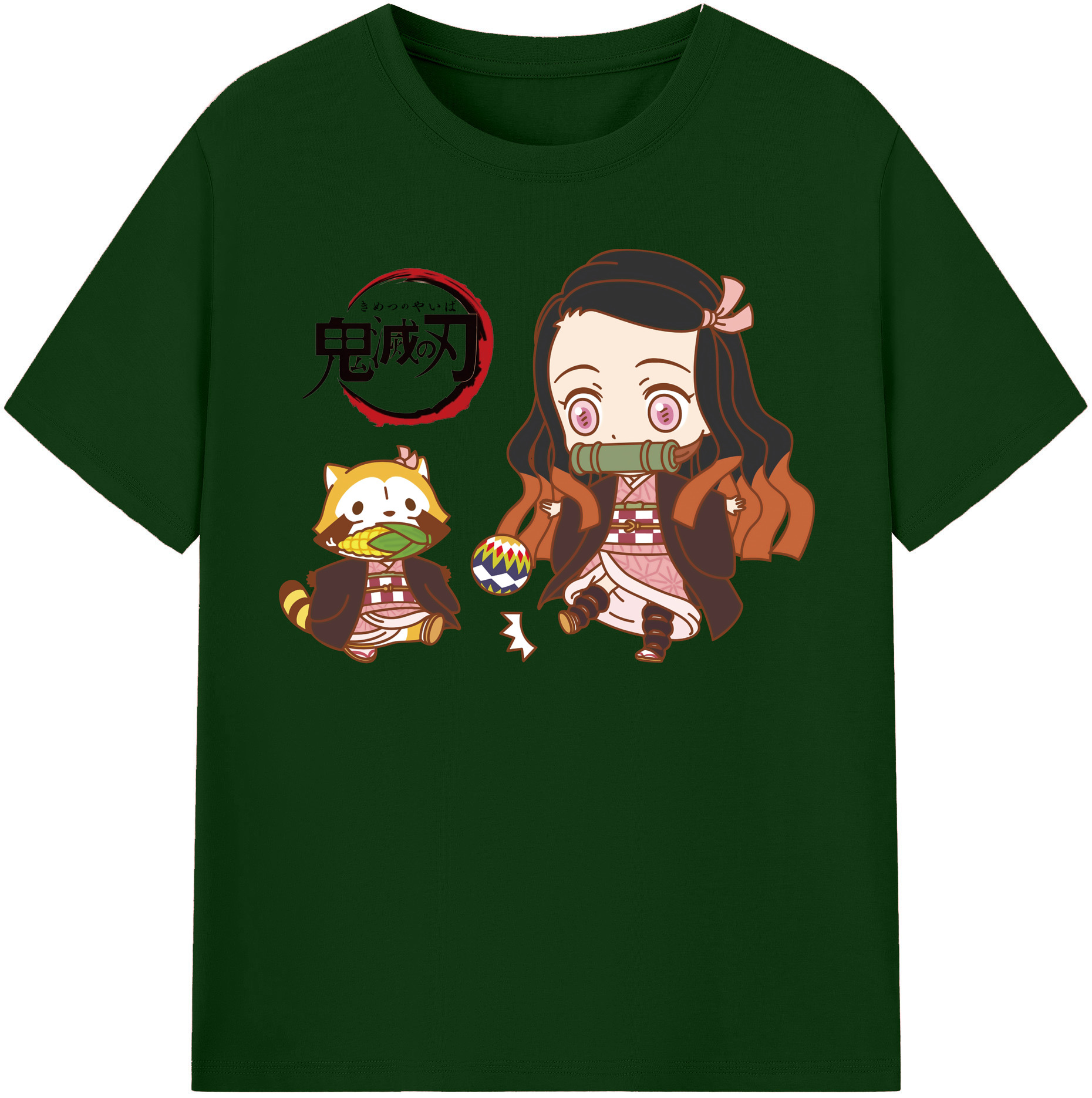 （画像用） 鬼滅の刃（きめつのやいば）竈門 禰󠄀豆子／かまど ねずこ Kamado Nezuko 綿100％半袖Tシャツ（フロントプリント）
